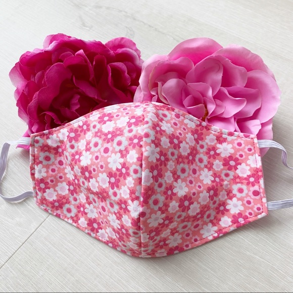 2/$20 Triple Layer Handmade Face Mask floral - Picture 3 of 3